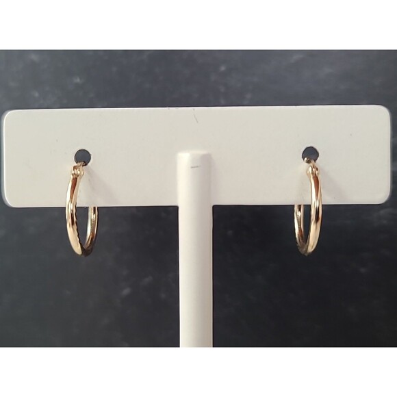 Vermeil 925 Sterling Silver Etched Hoop Pierced Earrings Vintage - Picture 4 of 10